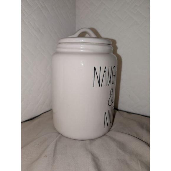 Rae Dunn White & Black "Naughty & Nice" Food Storage Jar One Size - Picture 6 of 9